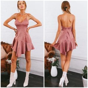 NWT Angel Biba Asymmetrical Dusty Pink satin mini dress size Medium